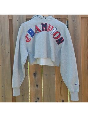 CHAMPION Reverse Weave Spell Out Patch Hoodie Women's Medium